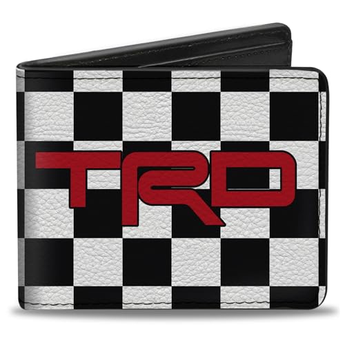 Toyota Wallet Bifold Toyota Racing Development TRD Logo Checker Schwarz Weiß Rot Veganes Leder von Buckle-Down