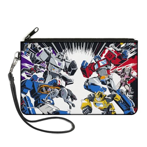 Transformers Geldbörse Zip Clutch, Transformers Decepticon und Autobots Battle Black White Canvas, Mehrfarbig, Large, Casual von Buckle-Down