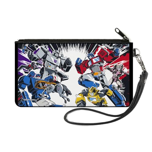 Transformers Geldbörse Zip Clutch, Transformers Decepticon und Autobots Battle Black White Canvas, Mehrfarbig, Small von Buckle-Down