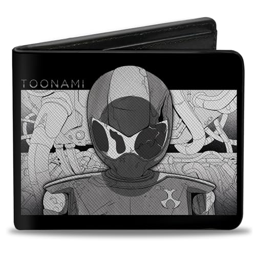 Warner Bros. Animation Wallet Bifold Toonami Robot Tom Sketch Pose Black Grays, Veganes Leder, 4.0" x 3.5", Casual von Buckle-Down