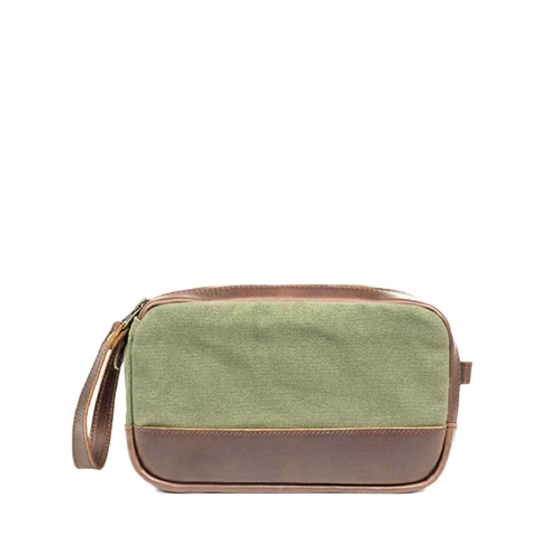 Buckle & Seam - Buckle & Seam Kulturbeutel Bruno - Canvas Grün / Dots Koffer24 von Buckle & Seam