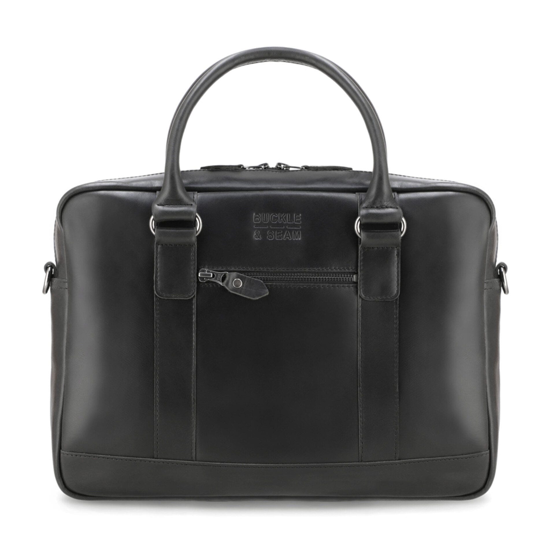 Buckle & Seam - Buckle & Seam Leder Business Briefcase Everett - Schwarz / Dots Koffer24 von Buckle & Seam
