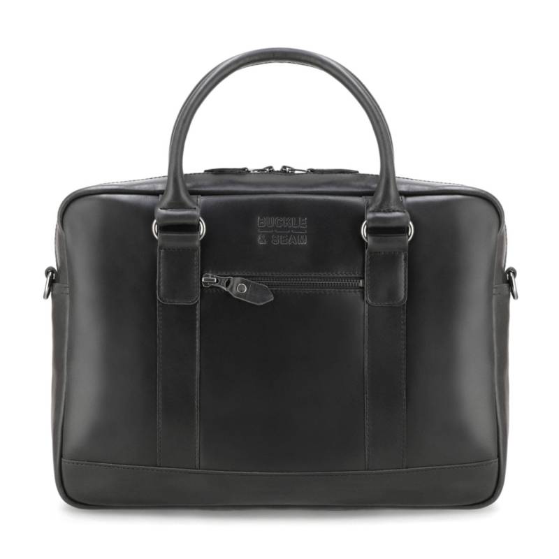 Buckle & Seam - Buckle & Seam Leder Business Briefcase Everett - Schwarz / Dots Koffer24 von Buckle & Seam