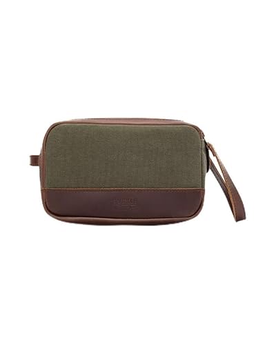 Buckle & Seam Kulturbeutel Bruno Canvas - Herren Kulturtasche Waschtasche Kulturtaschen Kosmetiktasche Groß Klein Men Toiletttasche Männer Leder Toilettentasche (Dots) von Buckle & Seam