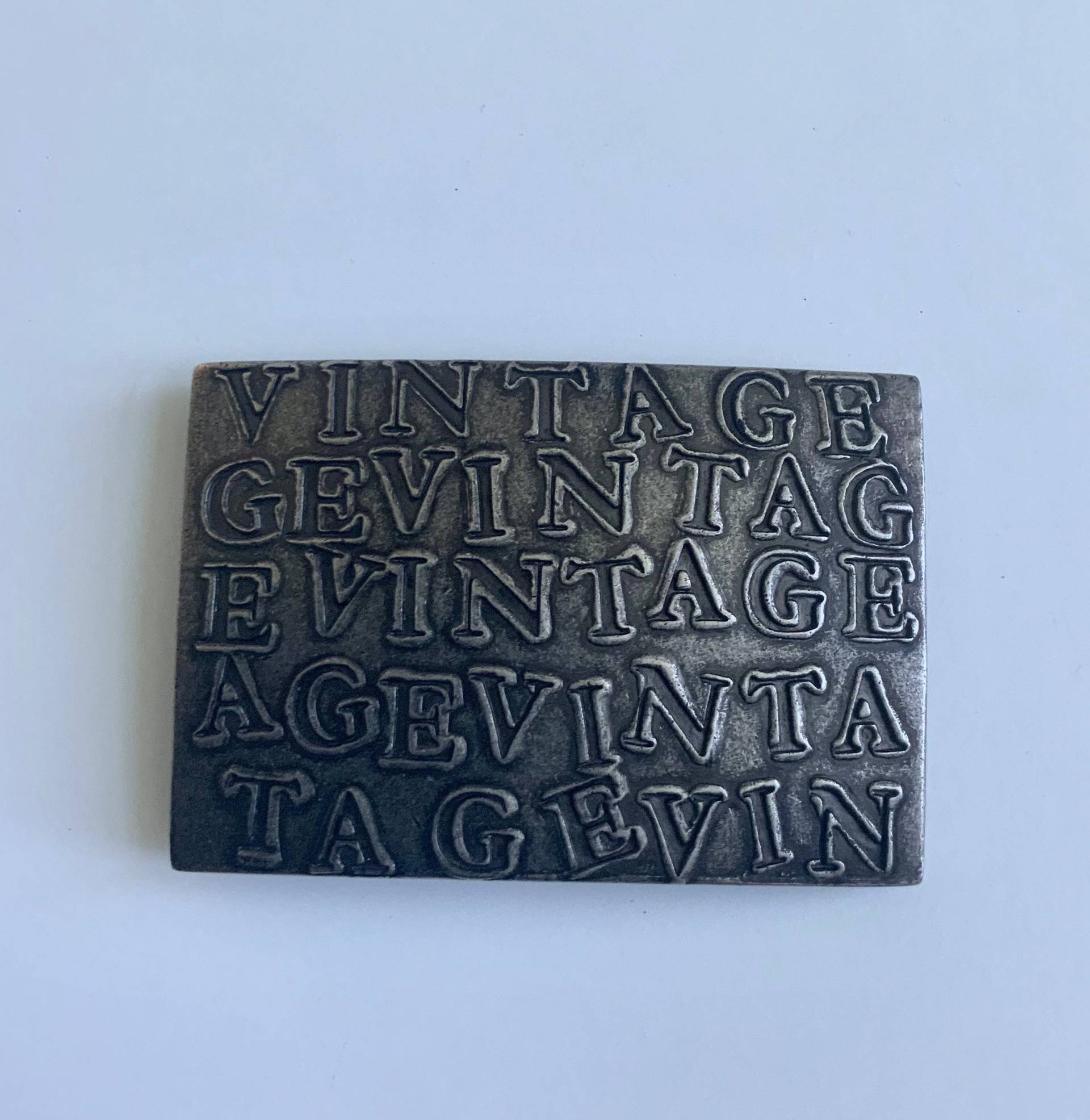 Vintage Antike Nickel Gürtelschnalle Wortstempel von BuckleBazaar