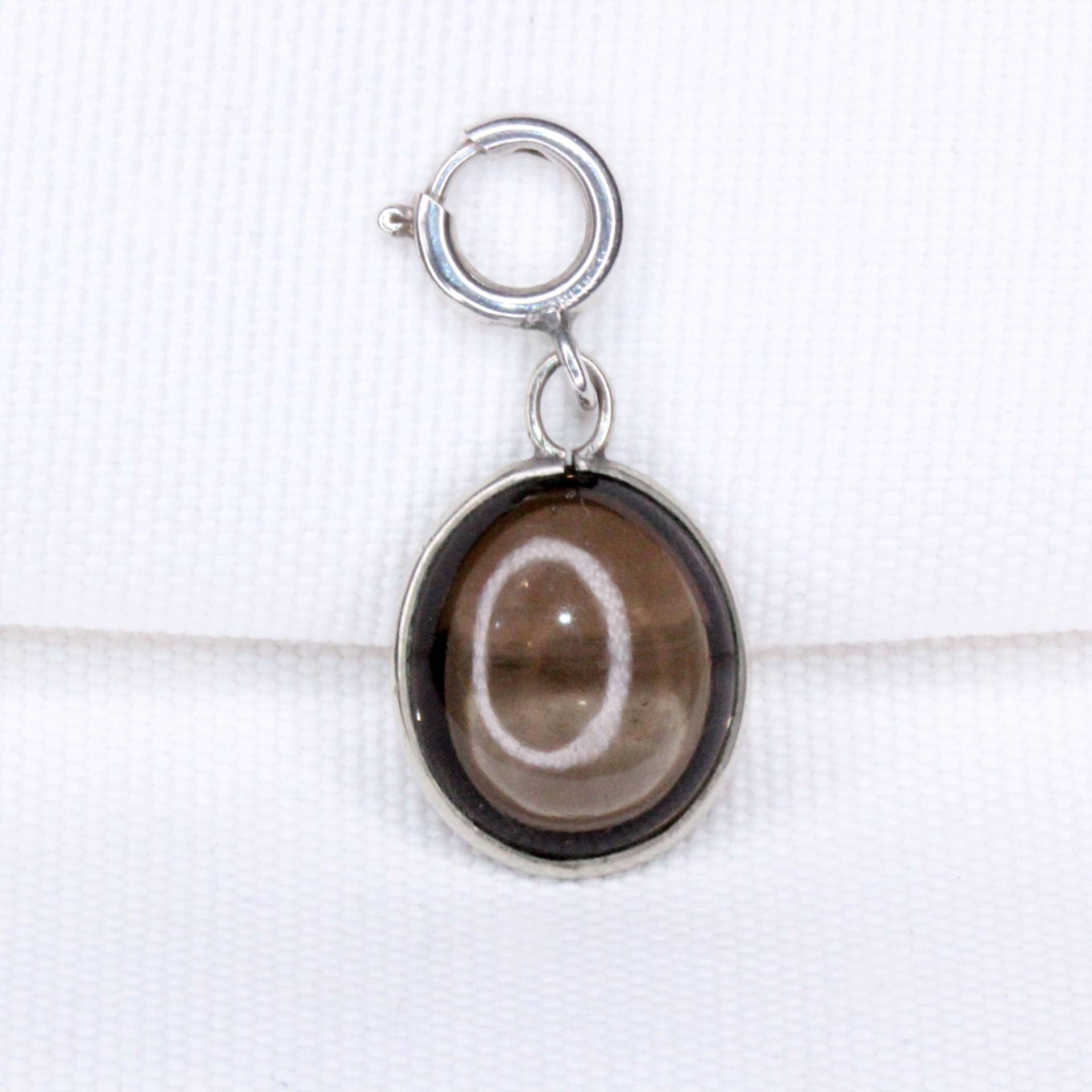 1960S Sterling Silber Rauchquarz Gewölbter Charm Anhänger - Retro Edelsteinschmuck von BuckleburysAntiques