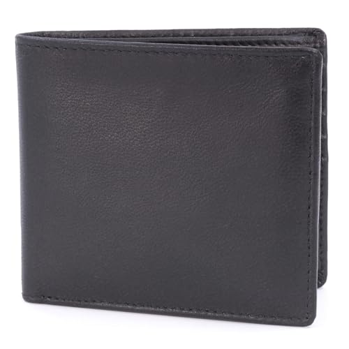 Bucklestone - Herren Leder Geldbörse Klein - Geldbeutel 10 Kartenfächer - Portemonnaie/Wallet mit RFID Schutz - Geschenkbox - Oxford - Schwarz von Bucklestone