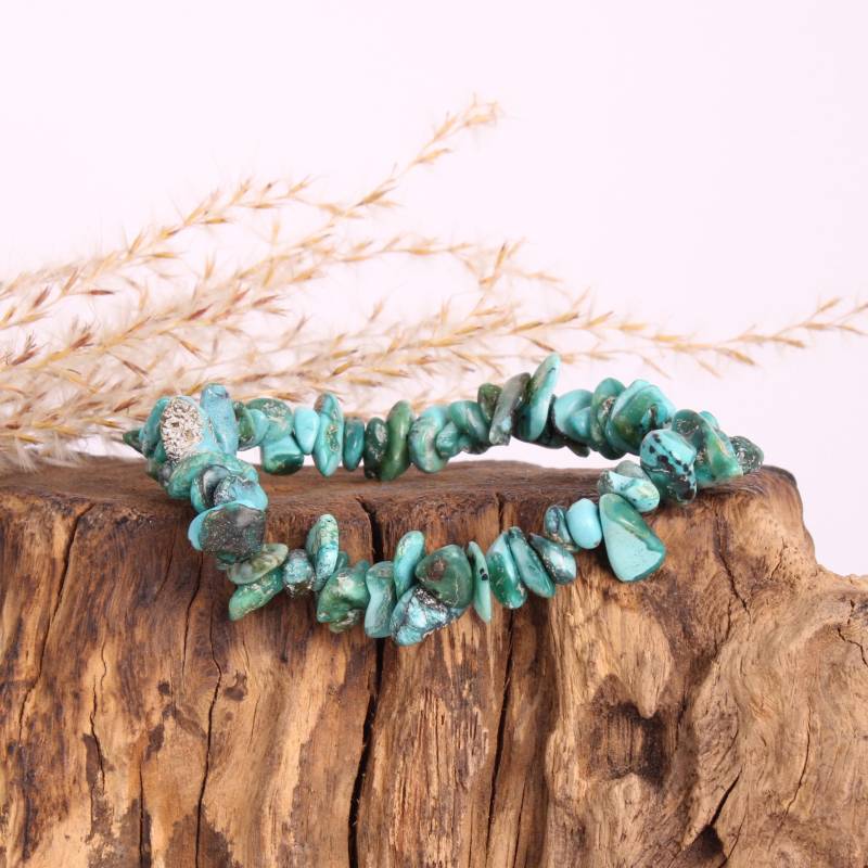 Arizona Türkis Armband - Echtes Splitterarmband 19 cm, Handgefertigtes Stretcharmband, Edelstein Schmuck Mit Organzasäckchen von Budawi