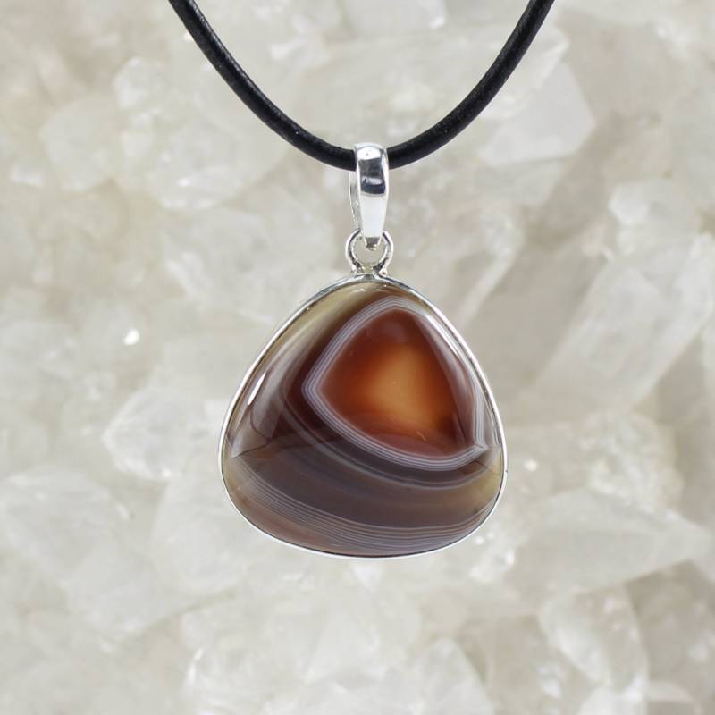 Botswana Achat Anhänger Kettenanhänger Hals Schmuck 925 Sterling Silber Echter Edelstein Mit Lederband - Einzelstück Botswana Achat Anhänger Kettenanhänger Hals Schmuck 925 Sterling Silber Echter Edelstein Mit Lederband - Einzelstück von Budawi