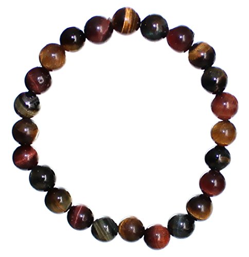 Budawi® Armband Tigerauge 3-farbig Kugel 8 mm Tigerauge Katzenauge Falkenauge von Budawi