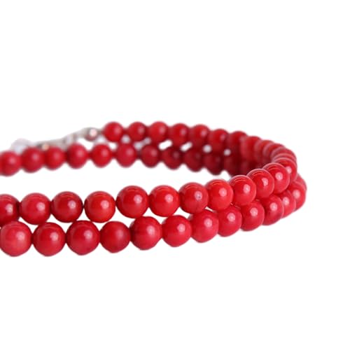 Budawi® Rote Korallenperlenkette 8 mm – Edle Koralle Halskette 45 cm mit 925 Silber Karabinerverschluss, zeitloses Schmuck Unikat im Organzasäckchen von Budawi