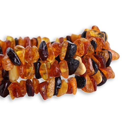 Budawi® Bernstein Kette 45 cm – Natur Bernstein Splitterkette mit Schraubverschluss, handgefertigt, Lieferung im Organzasäckchen von Budawi