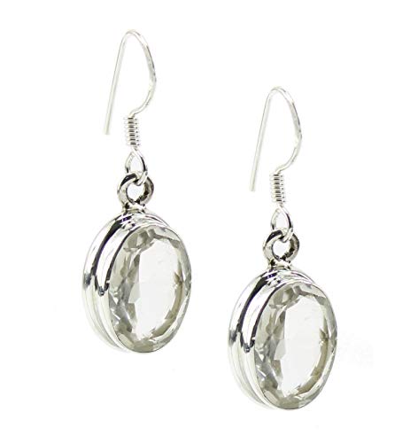 Budawi® Elegante facettierte Bergkristall Edelstein Ohrringe Ohrhänger aus 925er Silber mit Ohrhaken & edler Geschenkschachtel von Budawi