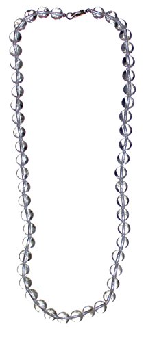 Budawi® Elegante handgeknüpfte Bergkristall Perlenkette mit 8 mm Edelsteinperlen 50 cm Länge mit Edelstahl Karabinerverschluss Lieferung im Organza Beutel von Budawi