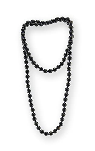 Budawi® Falkenauge Kugelkette 8 mm Perlen geknotet 80 cm lang ohne Verschluss – Edelstein Kette einreihig tragbar – Naturstein Schmuck – Lieferung im Organza Beutel von Budawi