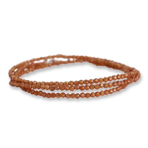 Budawi® Feine Hessonit Kette facettiert mit 925er Silber Karabinerverschluss – 45 cm Damen Halskette in Geschenkschachtel – zarter Naturstein Schmuck von Budawi