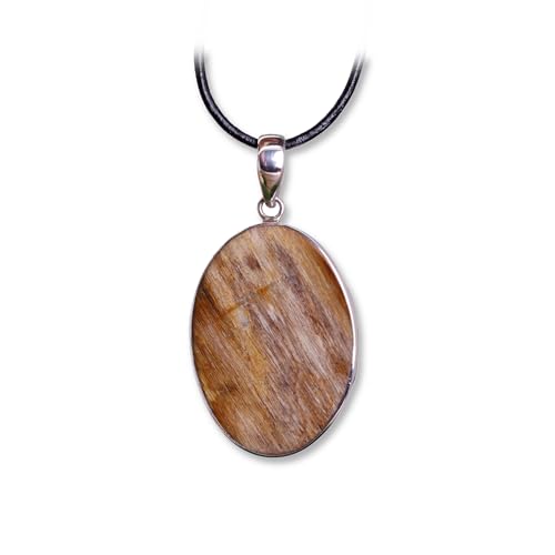 Budawi® Fossiles versteinertes Holz als Anhänger Kettenanhänger Edelstein Hals Schmuck 925er Sterlingsilber von Budawi