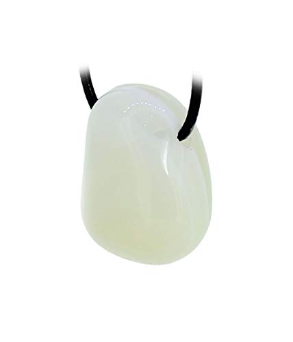 Budawi® Friedensachat Anhänger Trommelstein – gebohrt ca. 25 x 18 mm – mit 1 m schwarzem Lederband – Heilstein Kette in Geschenkbeutel – Naturstein Schmuck für Damen & Herren von Budawi