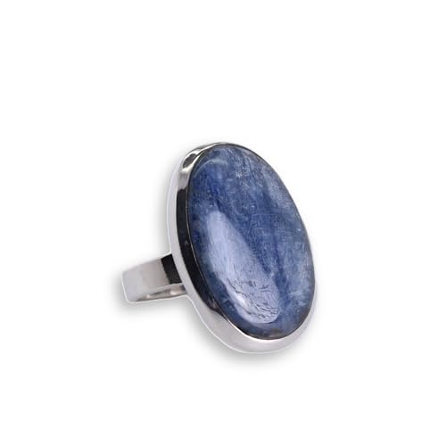 Budawi® Kyanit Silberring Unikat ovaler Cabochon 925 Sterling Silber Ringgröße 58 Einzelstück in Geschenkschachtel von Budawi
