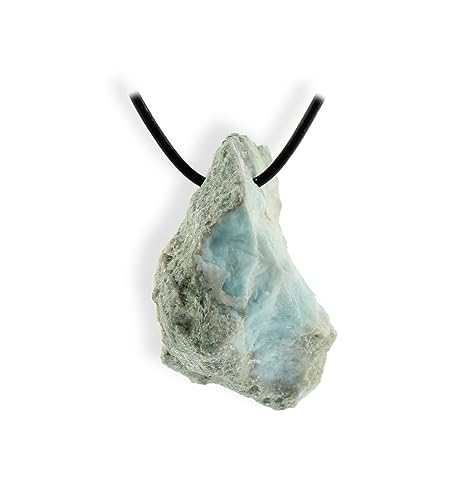 Budawi® Larimar Rohstein Rohstück Anhänger Kettenanhänger mit Lederband von Budawi