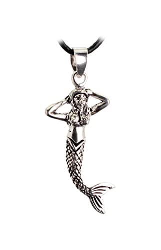 Budawi® Meerjungfrau beweglich Anhänger Kettenanhänger 925er Silber mit Lederband von Budawi