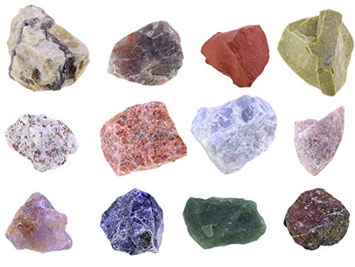Budawi® Mineralien Set mit 12 Edelsteinen roh & naturbelassen – z. B. Amethyst, Aventurin, Jaspis – für Sammler, Kinder, Geschenk, Adventskalender, Schatzsuche (Set 8) von Budawi