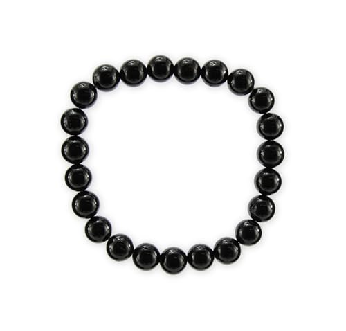 Budawi® Schwarzer Turmalin Perlenarmband 8 mm Stretchband Edelsteinarmband im Organzasäckchen Naturstein Schmuck Esoterik Schutzstein von Budawi