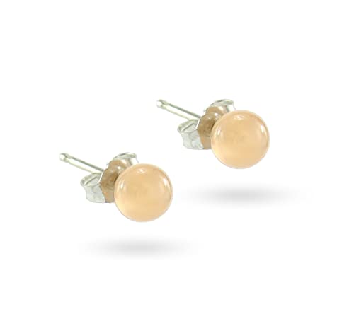 Budawi® echte Mondstein Ohrstecker 6 mm Kugel Perle 925er Silber Ohrringe Stecker von Budawi