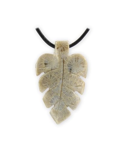 Budawi® fossile versteinerte Koralle Blatt Anhänger Kettenanhänger von Budawi