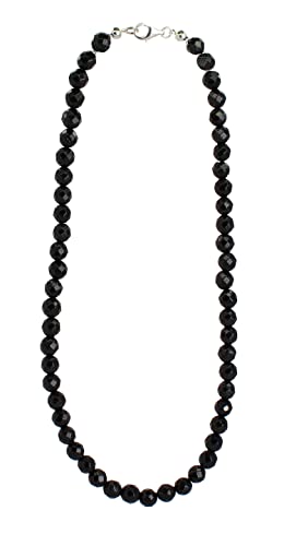 Budawi® schwarze Turmalin Kette Halskette Kugel facettiert 925er Silber Verschluss von Budawi