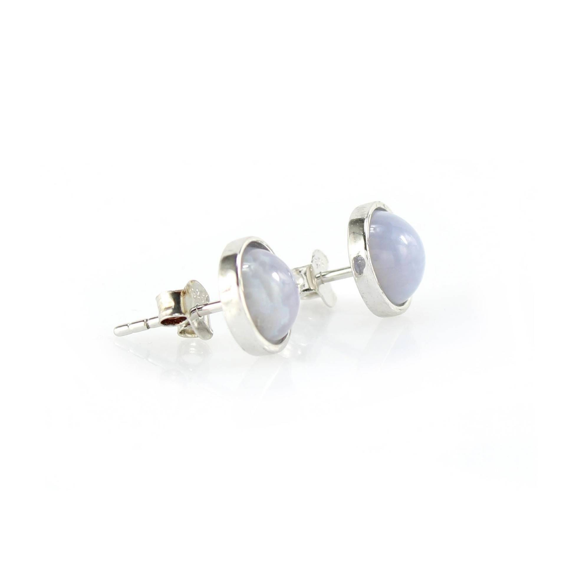 Chalcedon Edelstein Cabochon Ohrstecker Ohrringe Ohr Schmuck 925Er Sterling Silber von Budawi