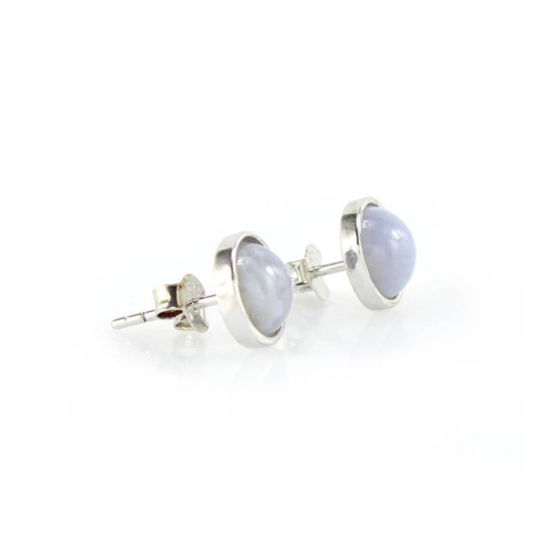 Chalcedon Edelstein Cabochon Ohrstecker Ohrringe Ohr Schmuck 925Er Sterling Silber von Budawi