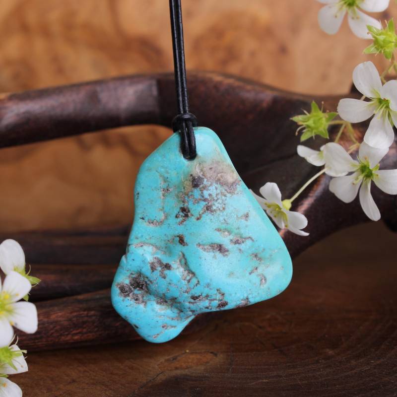 Echter Arizona Türkis Edelstein Nugget Anhänger Kette Hals Schmuck Stein Mit Lederband - Einzelstück von Budawi