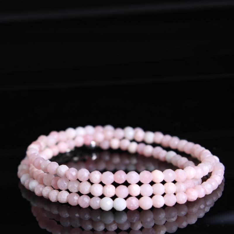 Elegante Andenopal Edelstein Kette Halskette Perlenkette - Facettierte 3 Mm Perlen Mit Karabinerverschluss Aus 925Er Sterling Silber von Budawi