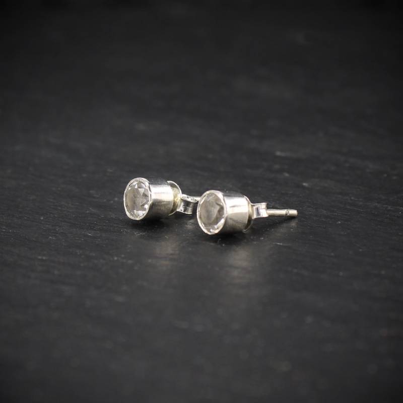 Facettierte Bergkristall Edelstein Ohrstecker Ohrringe Ohr Schmuck 925Er Sterling Silber Stecker von Budawi