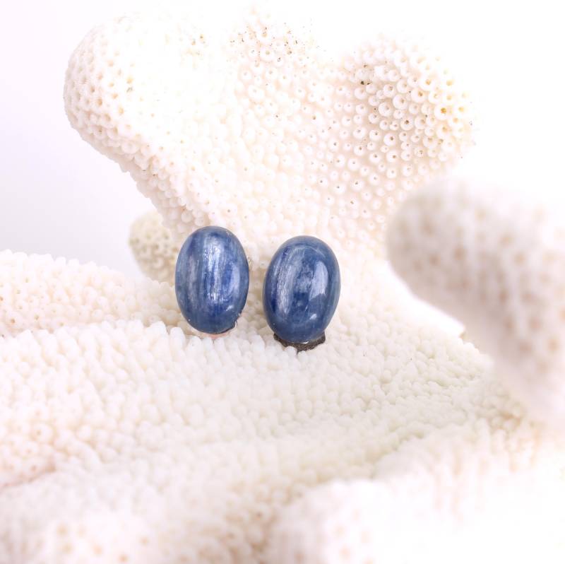 Kyanit Disthen Edelstein Cabochon Ohrclips Ohrringe Ohr Schmuck 925Er Sterling Silber von Budawi