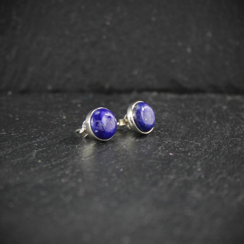 Lapislazuli Edelstein Cabochon Ohrstecker Ohrringe Ohr Schmuck 925Er Sterling Silber von Budawi