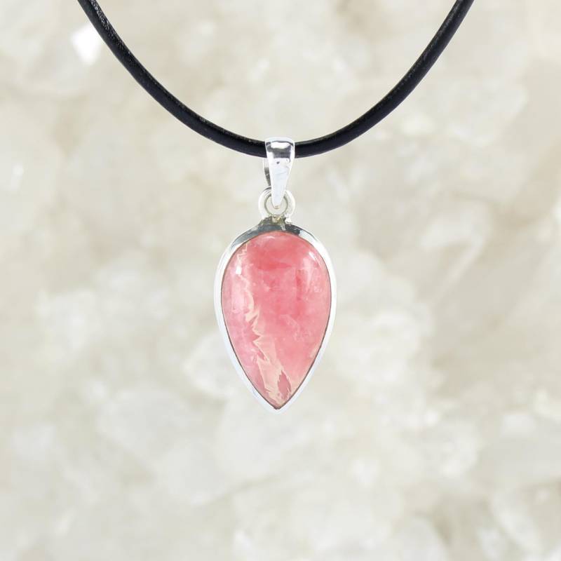 Rhodochrosit Anhänger Kettenanhänger Hals Schmuck 925 Sterling Silber Echter Edelstein Mit Lederband - Einzelstück Rhodochrosit Anhänger Kettenanhänger Hals Schmuck 925 Sterling Silber Echter Edelstein Mit Lederband - Einzelstück von Budawi