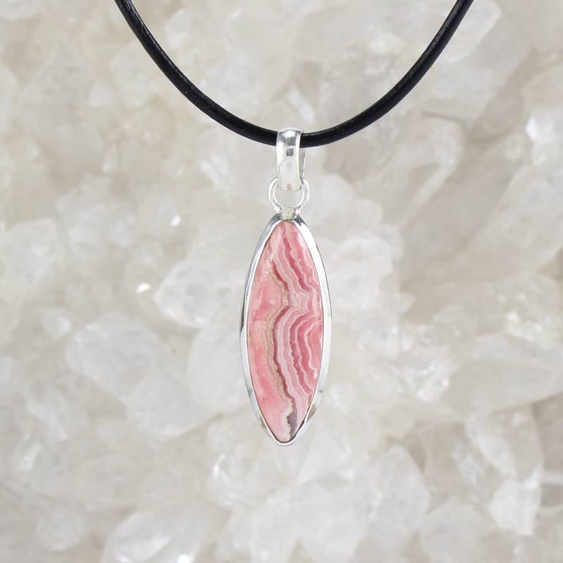 Rhodochrosit Anhänger Kettenanhänger Hals Schmuck 925 Sterling Silber Echter Edelstein Mit Lederband - Einzelstück Rhodochrosit Anhänger Kettenanhänger Hals Schmuck 925 Sterling Silber Echter Edelstein Mit Lederband - Einzelstück von Budawi