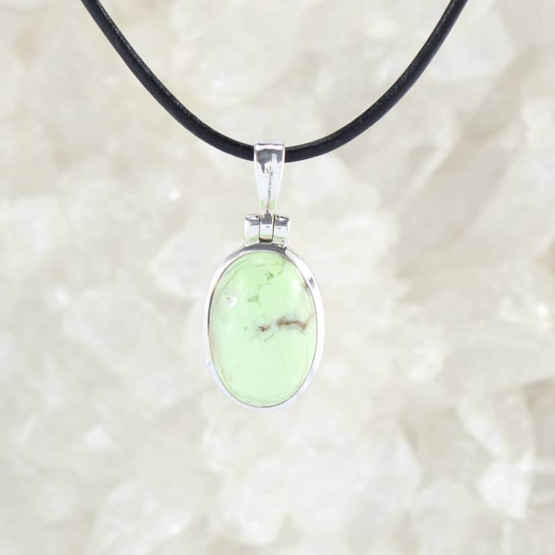 Zitronenmagnesit Anhänger Kettenanhänger Hals Schmuck 925 Sterling Silber Echter Edelstein Mit Lederband - Einzelstück von Budawi