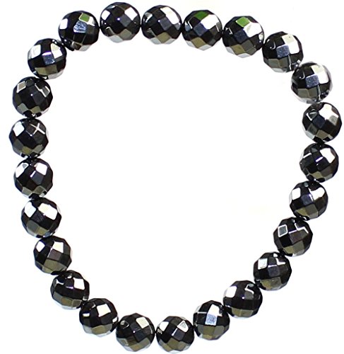 budawi® - Armband Hämatit (rek.) facettiert Perlen Ø 8 mm, Hämatin, Edelstein-Armband mit Stretch-Nylonfaden Hämatit von Budawi