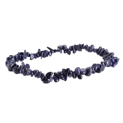 budawi® Blaufluss Splitterarmband mit Stretchband 19 cm Länge funkelndes Schmuckstück im Organzasäckchen von Budawi