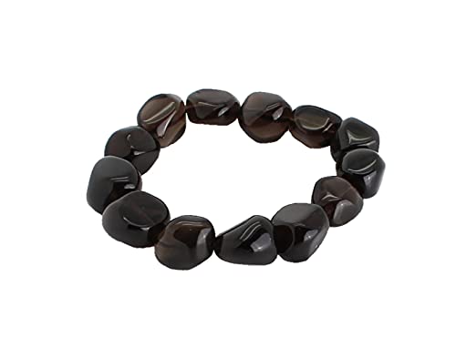 Budawi® Rauchobsidian Apachenträne Edelstein Nugget Armband Stretcharmband Armschmuck von Budawi
