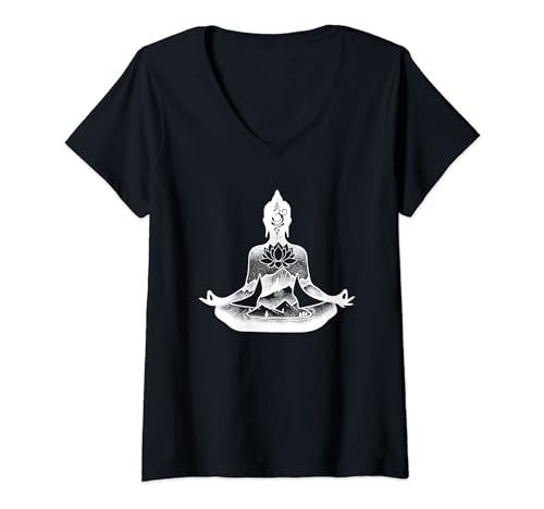 Damen Buddhist Lotus Blatt Buddhismus Meditation - Zen Buddha T-Shirt mit V-Ausschnitt Damen Buddhist Lotus Blatt Buddhismus Meditation - Zen Buddha T-Shirt mit V-Ausschnitt von Buddha Geschenke & Ideen
