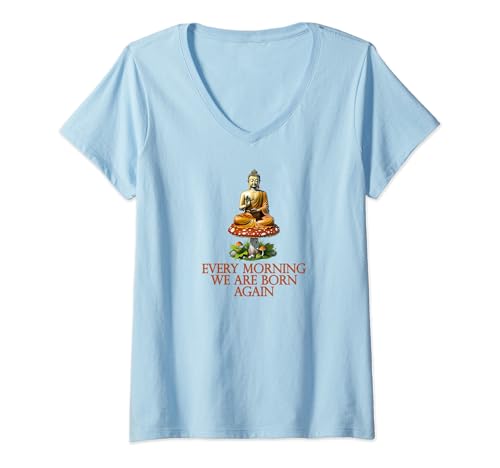Damen Buddha-Pilz-Design – Buddha Zen Yoga Spirituelles Geschenk T-Shirt mit V-Ausschnitt von Buddha Meditation Spiritual Meditating Yogi
