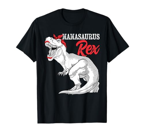 Buddy Tees Mamasaurus Rex Dinosaur Funny Mama Saurus Family Matching Damen Unisex-Kinder T-Shirt Schwarz S Cartoon Tierdruck Klassisch Herbst Winter Pullover Halbarm Crew-Ausschnitt 16-16.5 von Buddy Tees