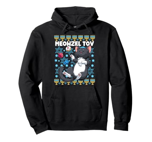 Meowzel Tov Chanukkah Katze Jüdische Katze Menora Kinder Pullover Hoodie von Buddy Tees