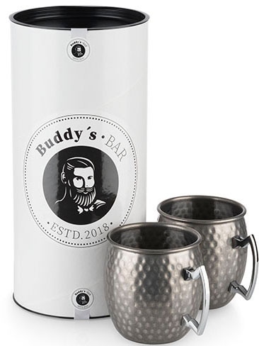 Buddys Becher "Buddy´s Bar" Moscow Mule Becher, 500 ml, hochwert. Edelstahl, Hammerschlag-Effekt von Buddy's