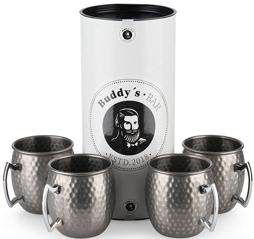 Buddys Becher "Buddy´s Bar" Moscow Mule Becher, 500 ml, hochwert. Edelstahl, Hammerschlag-Effekt von Buddy's