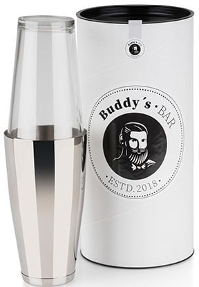 Buddys Cocktail Shaker "Buddy´s Bar - Boston", 700 ml Becher + 400 ml Glas, Edelstahl poliert von Buddy's